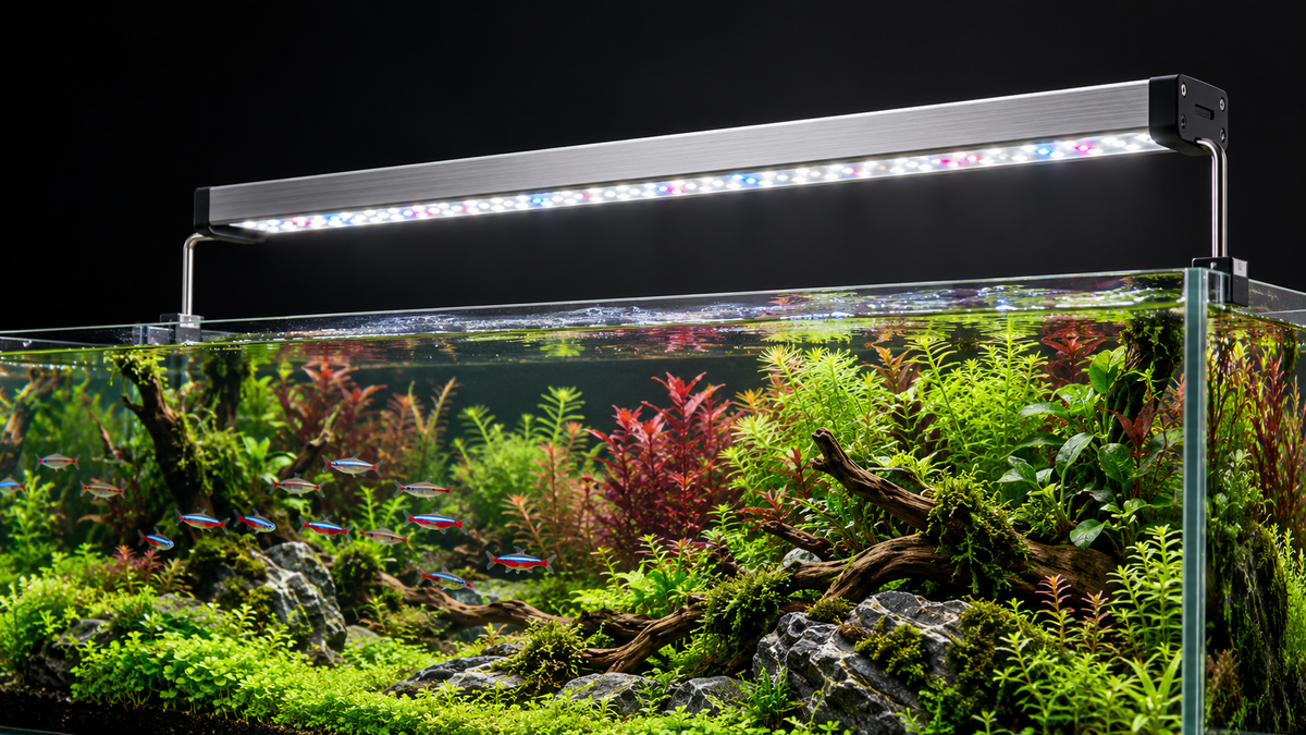 LED armatür odaklı Aqua Lumex bitkili akvaryum aydınlatması